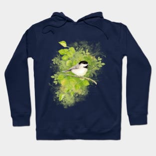 Watercolor Chickadee Bird Nature Art Hoodie